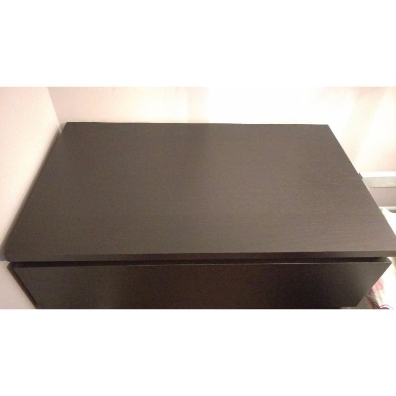 MALM IKEA CHEST OF DRAWERS BLACK-BROWN